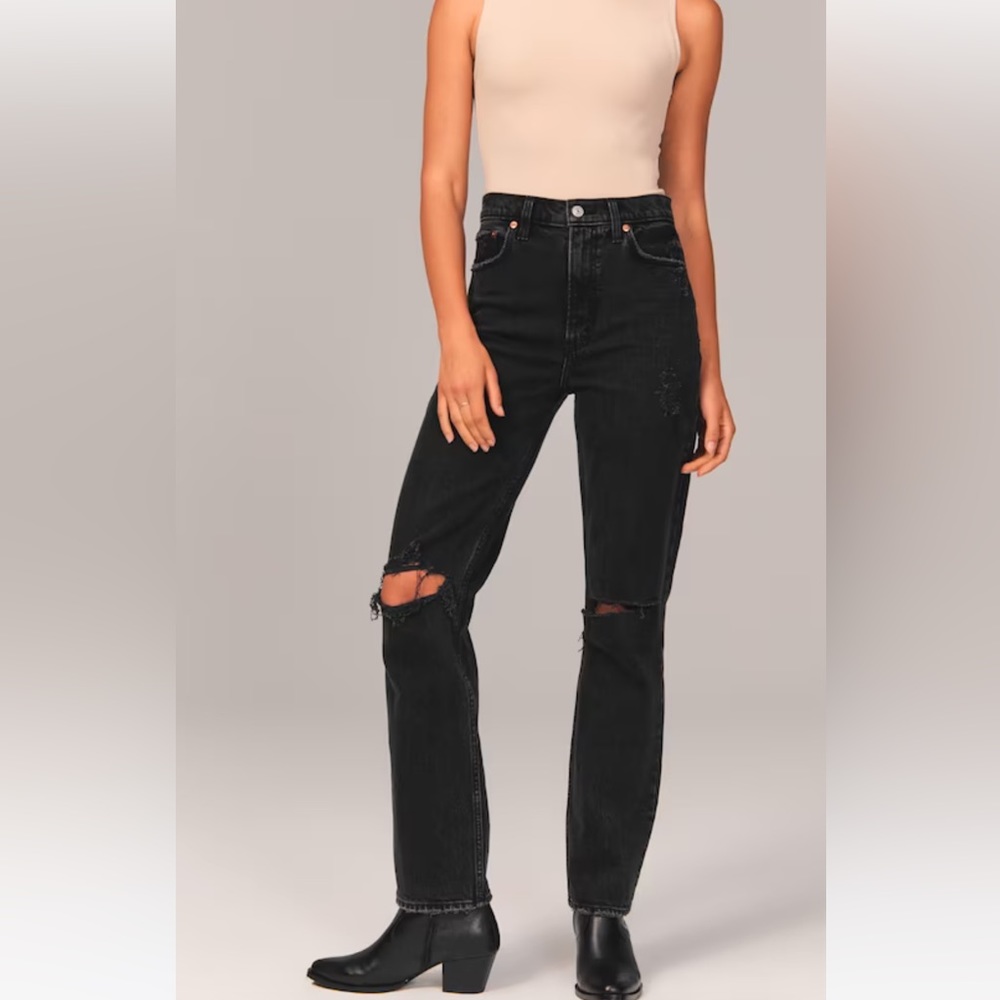 Abercrombie & Fitch 🖤 size 24 - distressed 90s straight ultra high rise …